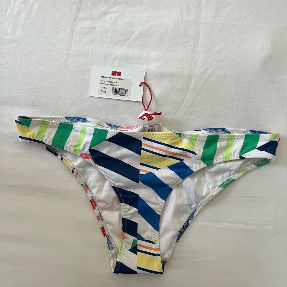 NWT Solid & Striped Elle bikini bottom in Broken Stripes (multi) size L